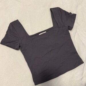 Aritzia Contour Square Neck Short Sleeve Top - Charcoal
